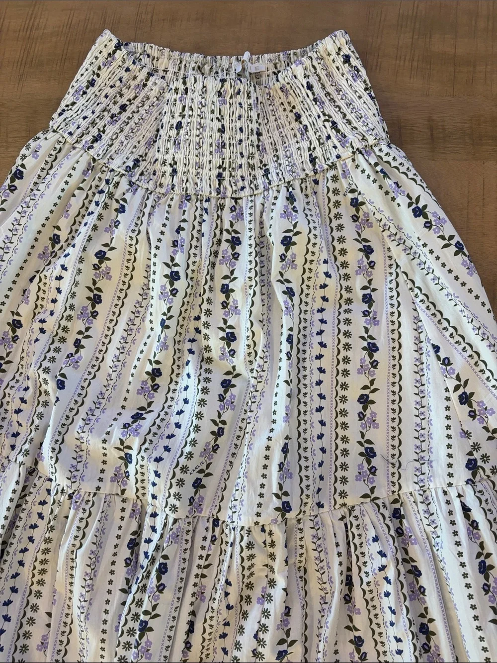 Karlie French Floral Vine Tiered Maxi Skirt Large NWT New Feminine 100% Cotton - Picture 6 of 10